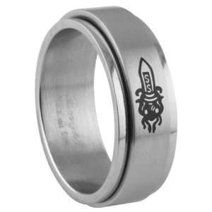   Stainless Steel Spinner Ring with laser cut Celtic Sword Logo   Size 6