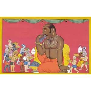 Kumbhakarana, The Huge Bodied Brother of Ravana   Water Color Painting 