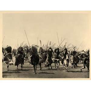  1930 African Kavirondo War Dance Warriors Dancing Spear 