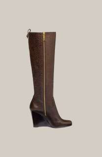 Tory Burch Dabney Daphney Embossed Leather wedge Knee Boots 11 New 