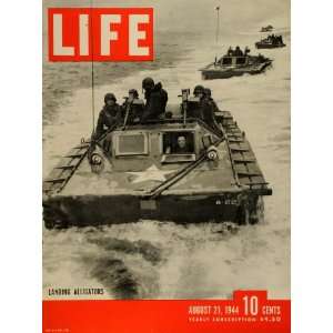  1944 Cover LIFE WWII Amphibious Tractors Alligator Landing 