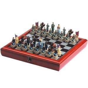 Civil War Chess w/ wood cabinet by Excalibur:  Sports 