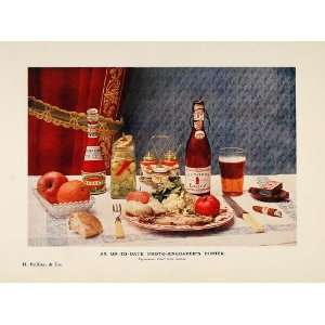 1908 Print Dinner Plate Food Allsopps Lager Catsup   Original Print