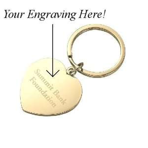  Gold Heart Key Ring   Free Engraving: Office Products