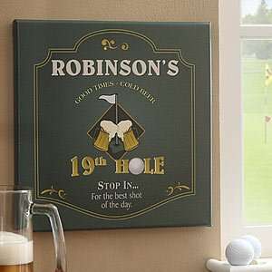   19th Hole Personalized Canvas Golf Pub Sign Wall Art: Home & Kitchen