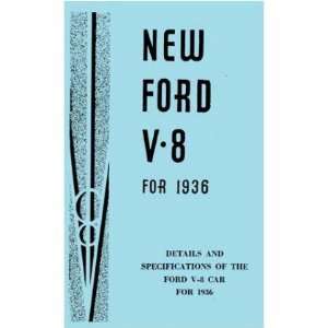  1936 FORD V 8 V8 Car Instruction Owners Manual: Automotive