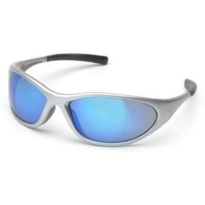 Pyramex Zone II Safety Glasses   Ice Blue Mirror Lens, Silver Frame 