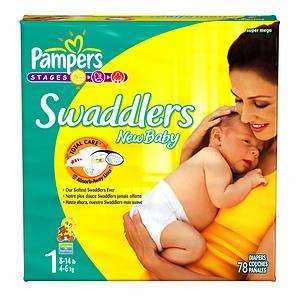  Pampers Swaddlers Size 1   78 count Baby