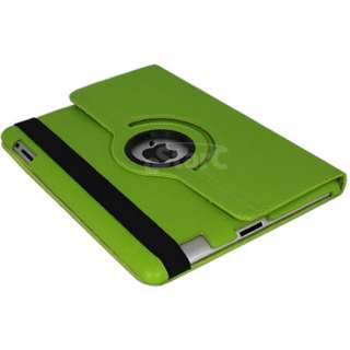 Lime Green iPad 2 Magnetic Smart Cover Leather Case Rotating 360 Stand 