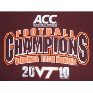 VIRGINIA TECH HOKIES: ACC Football Champions 2010 T Shirt (L) Official 