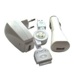   Charger Adapters and Data Cable Accessories Kit for Apple iPod   White