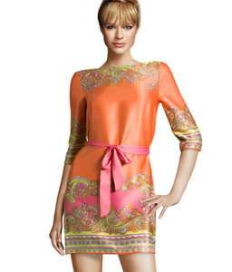   Dress Orange Pink Spring Lost LA New Satin Tunic size 6 4 14  