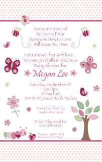 Watch Me Grow Pink Girl Baby Shower Invitations   YOU PRINT  Butterfly 
