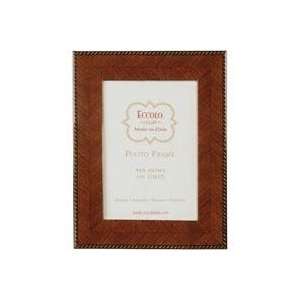   Inlay Wood Picture Frame, Brown Herringbone with Border.: Electronics