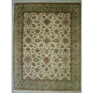  One of A Kind Ivory Hand Knotted Satillo Rug, 7 ft 9 in x 