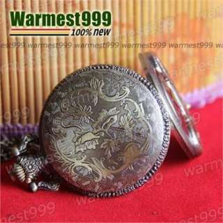 Antique Vintage Mens Quartz Pocket Watch Pendant Necklace & Gift Bag 