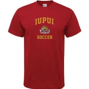  IUPUI Jaguars Cardinal Red Soccer Arch T Shirt: Sports 