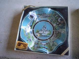 Vintage Glass Plate Bowl Walt Disney World MIB LOOK  