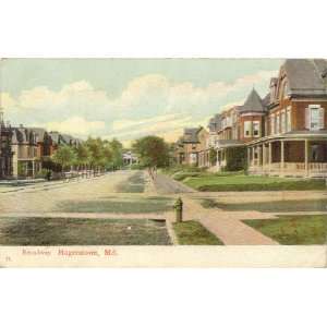   Postcard Street Scene on Broadway Hagerstown Maryland 