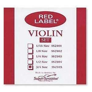  Super Sensitive Red Label 3/4 Violin String Set   Medium 