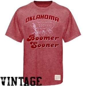  Retro Brand Oklahoma Sooners Crimson Distressed Crew Neck Vintage 