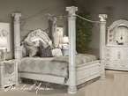 Silver Pearl Queen 5 pc Canopy Bedroom Set  