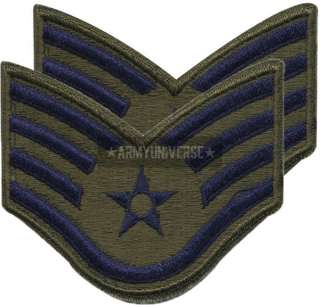 Subdued US Air Force Staff Sergeant E 5 SSgt Patch Set  