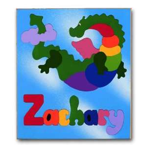  Wooden Name Puzzle for Kids Flying Dinosaur Dragon Toys & Games