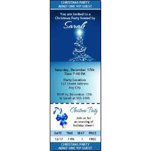  Star Tree on Blue Christmas Party Ticket Invitation: Home 