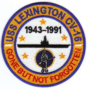 US NAVY AIRCRAFT CARRIER PATCH, USS LEXINGTON CV 16 Y  