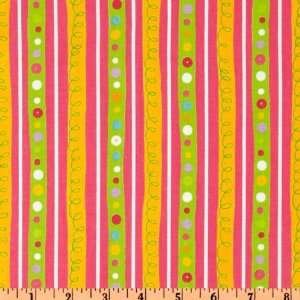  44 Wide Animal Party Too Scribble Stripe Spring Pink Fabric 