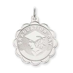  Sterling Silver Graduation Day Disc Charm QC2449 Jewelry