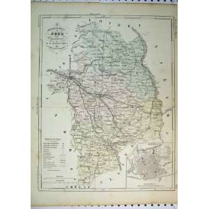   Antique Map Cher France Street Plan Bourges Old Print