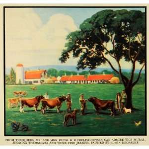 1930 Print Peter Frelinghuysen Mural Jersey Cow Farm 