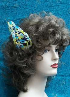 SPANISH MANTILLA STYLE VINTAGE HAIR COMB IN A PRETTY BLUE GREEN FLORAL 