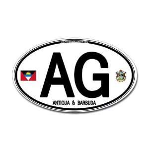  Antigua Barbuda Euro Oval Flag Oval Sticker by  
