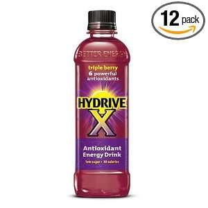 Hydrive X Antioxidant Energy Drink, Triple Berry, 15.5 Ounce Bottles 