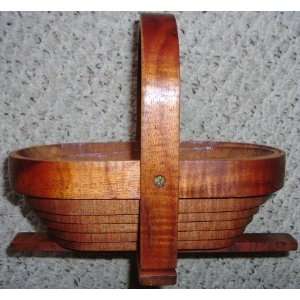    Rare Hawaiin Curly Koa Wood Folding Basket 