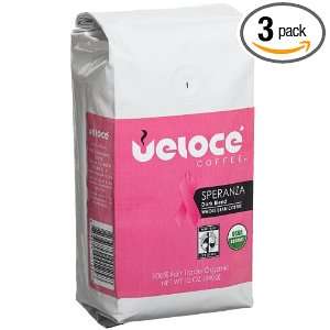 Veloce Coffee Speranza, Whole Bean, 12 Ounce Bags (Pack of 3)  
