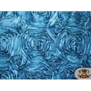  Rosette Satin Fabric Peacock / 54 Wide / Sold By the Yard 