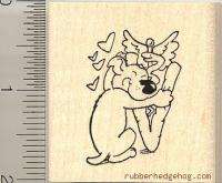 Dog Hugging Vet symbol rubber stamp WM veterinary  