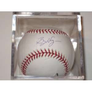   Autographed Baseball MLB Sticker Coa and Case