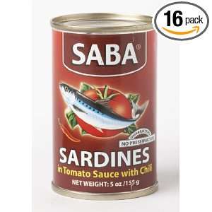 Saba Sardines in Tomato Sauce with Chili 5oz (Pack of 16)  