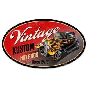  Vintage Custom Automotive Oval Metal Sign   Garage Art 