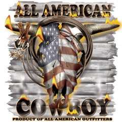 All American Cowboy Skull Spur Rope Flag T Shirt S 6x  