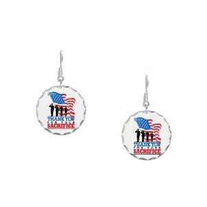 Earring Circle Charm US Military Army Navy Air Force Marine Corps 