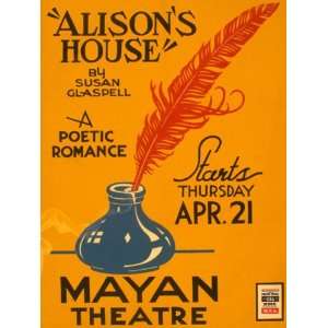   ALISON HOUSE MAYAN THEATRE AMERICAN US USA VINTAGE POSTER CANVAS REPRO