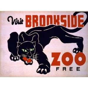   VISIT BROOKSIDE ZOO AMERICAN US USA VINTAGE POSTER CANVAS REPRO