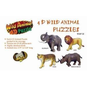  4 D Wild Animal Puzzle, Part 1, 4 pcs.: Beauty