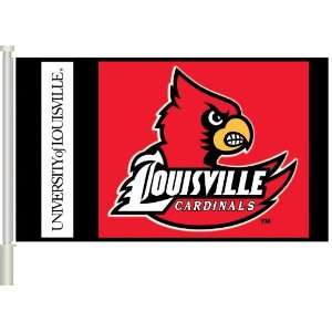 Louisville Cardinals CAR FLAG w/Wall Brackett Set of 2   NCAA:  